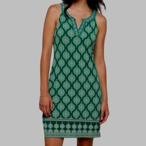 Magnolia Grace Alhambra Green Medallion Paisley Mini Dress MP Travel Casual Chic